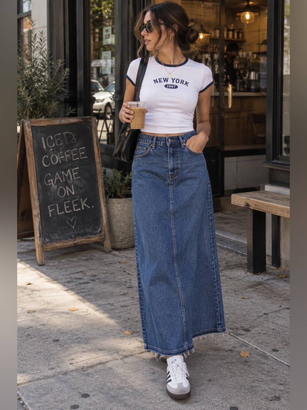 BDG Urban Outfitters Theo Denim Midi Maxi Skirt 90s High Rise Size L